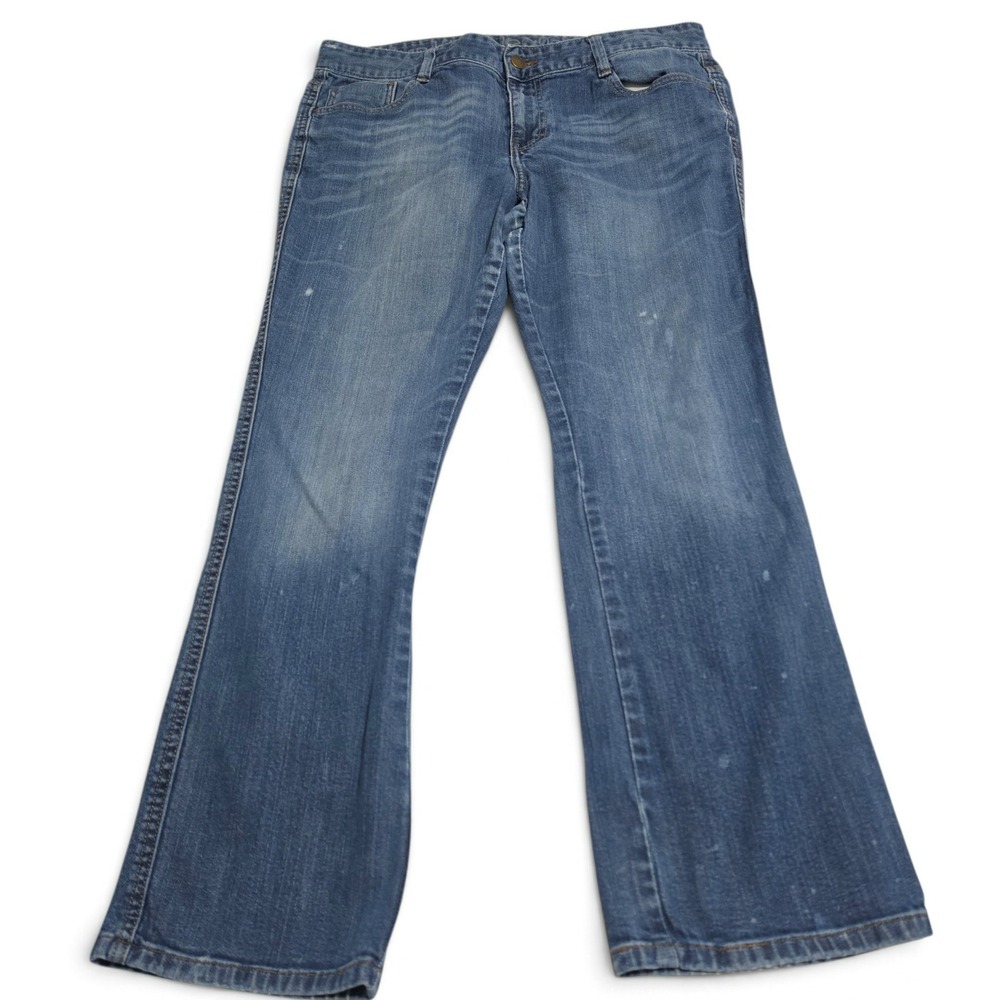 Calvin Klein Lean Boot Jeans Women's approx 12/14 Blue Distressed Bleach Spots